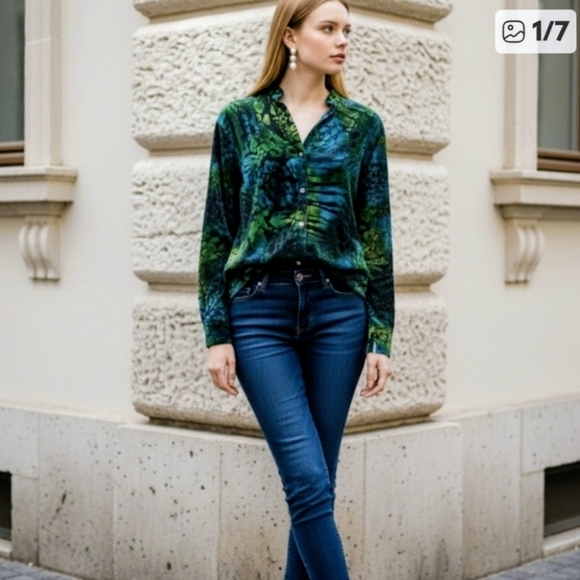 White Stag Tops - White Stag Multicolor Blouse - Green and Blue
